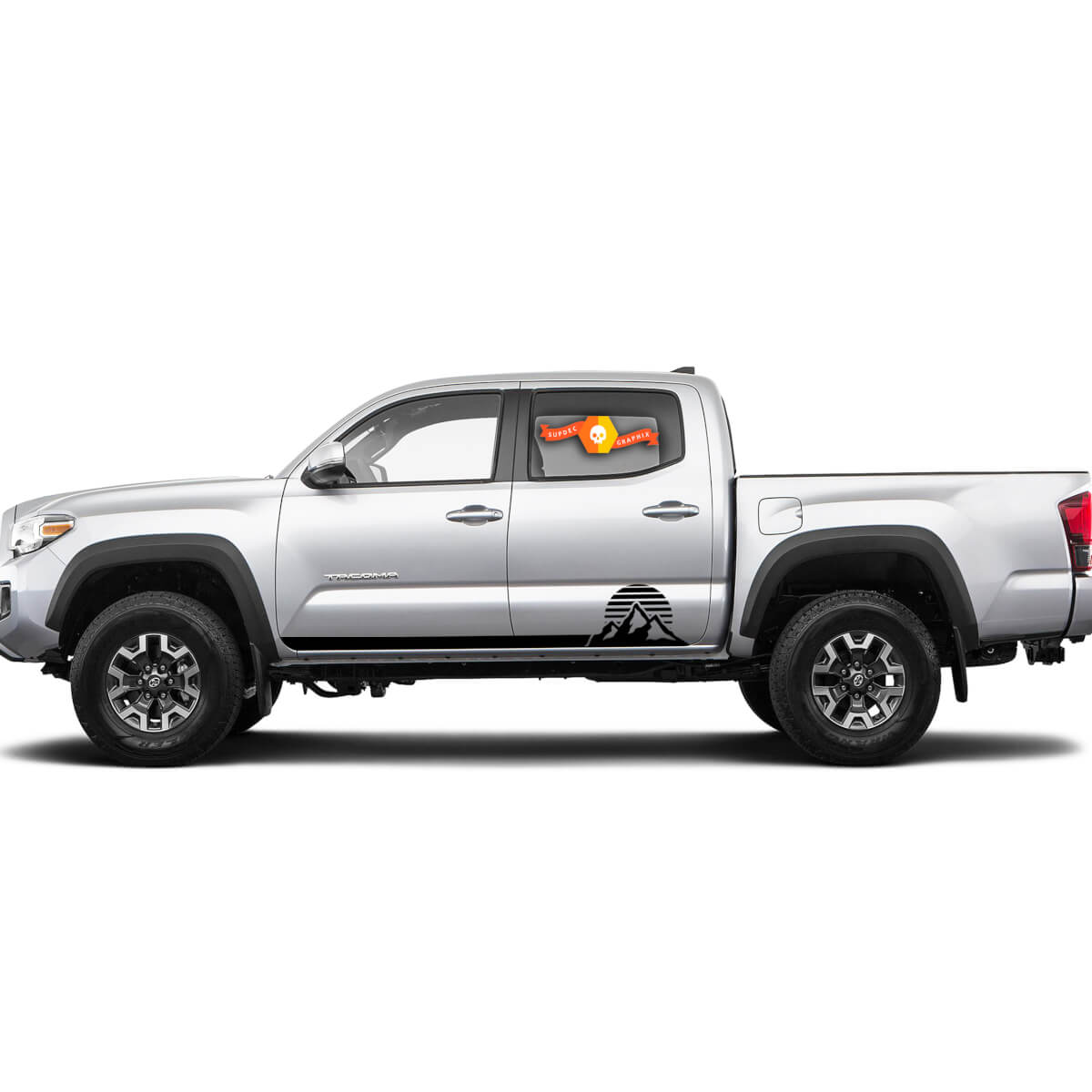 Pair Stripes for Tacoma Side Moon Sun Sunrise Rocker Panel Vinyl Stickers Decal fit to Toyota Tacoma TRD Off Road Pro Sport
