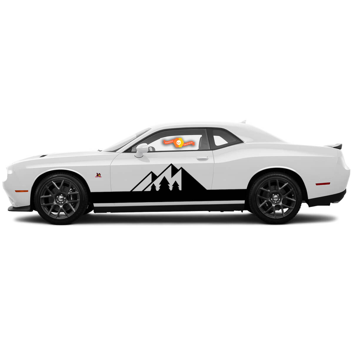 2 Side Dodge Challenger Mountain Forest Rocker Panel Side Vinyl Decals Graphics Sticker
