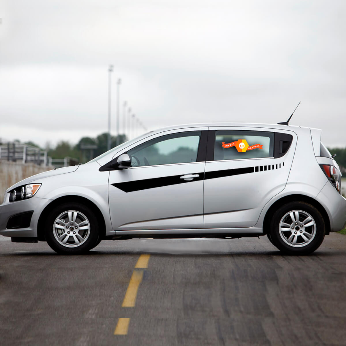 2012 2013 2014 2015 2016 2017 Chevy Sonic Side Door Strobe Stripes Stickers Decals Hatchback