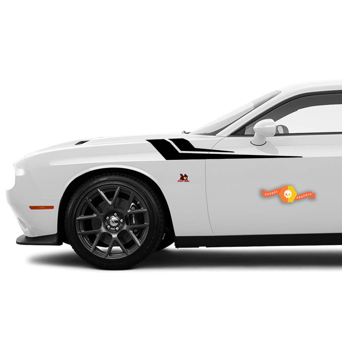 For 2015-2021 Dodge Challenger Hash Marks Fender to Side Stripes racing Stickers Decals