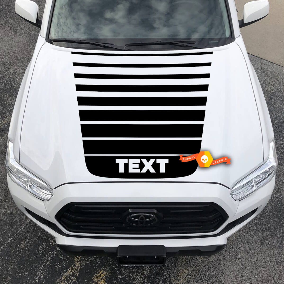 TRD Tacoma Hood NO! Scoop Custom Text Strobe Vinyl Stickers Decal fit to Tacoma 16-21