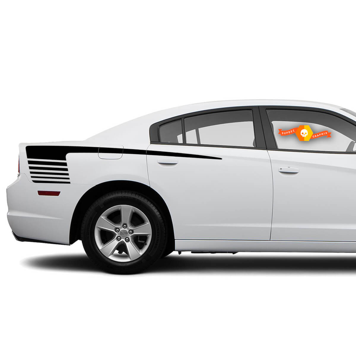 2 Hockey Style Vinyl Sticker Decal Strobe Stripe graphics - Fits 2012-2021 Charger RT SXT