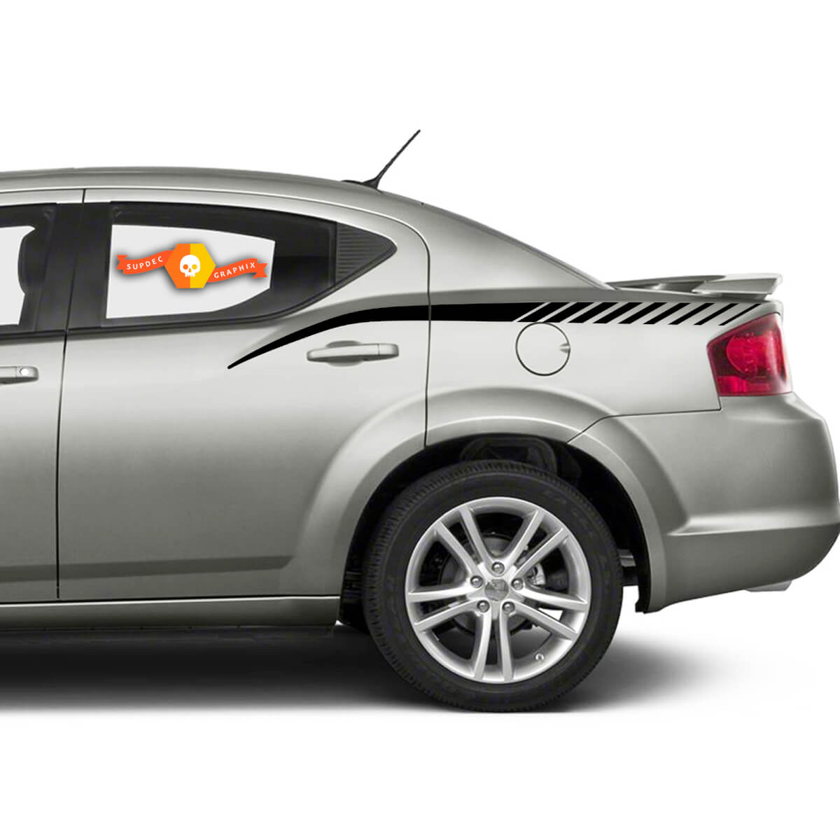  Dodge Avenger Side Strobe Stripes Rear Quarter Panel Rally Stickers Decals For 2008-2014