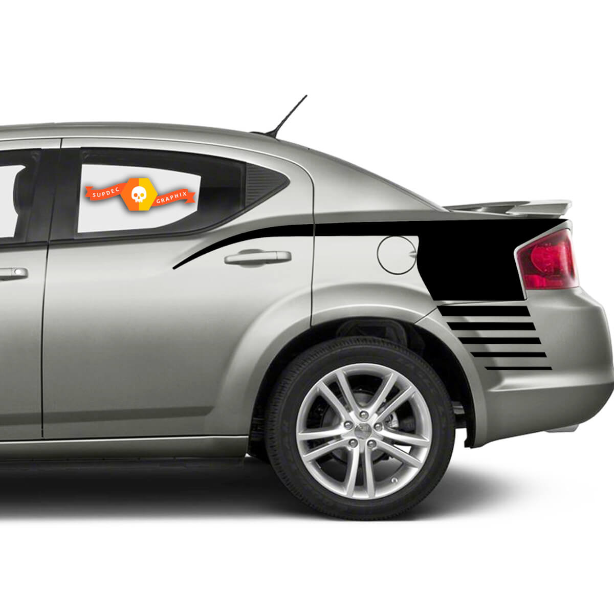 Dodge AVENGER Rear Quarter Side Panel Hockey Stick Stripes Stickers Decals For 2008-2014