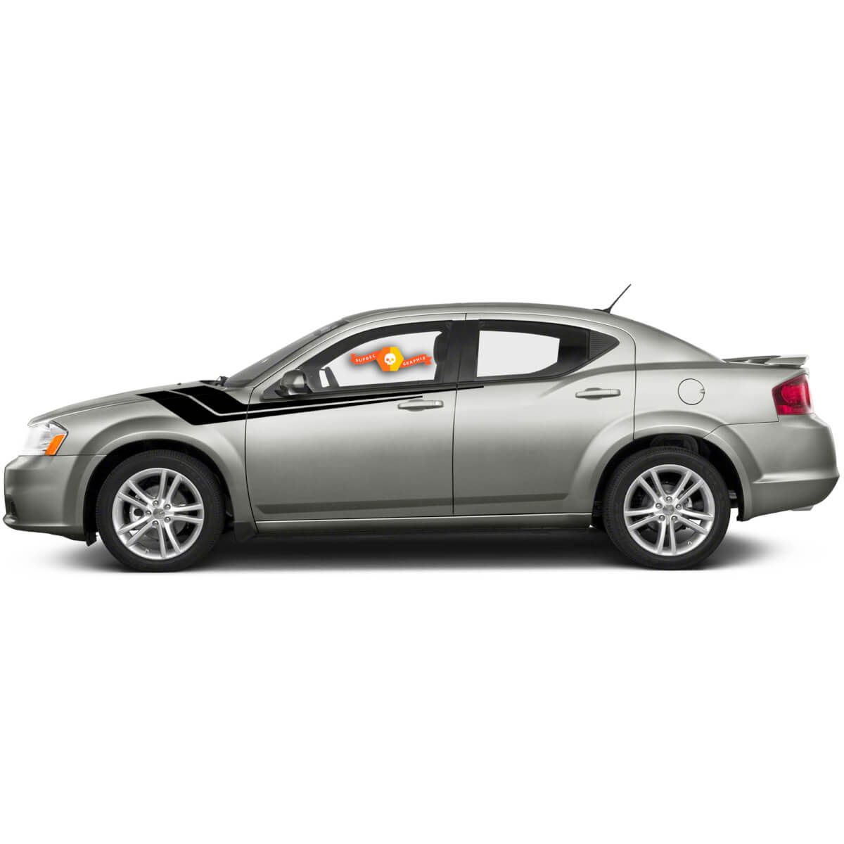 Dodge Avenger ହାଶ ଫେଣ୍ଡର ସାଇଡ ହକି ବଡ଼ିଲାଇନ ସାଇଡ ଷ୍ଟ୍ରାଇପ୍ସ ଷ୍ଟିକର୍ ଡିକାଲ୍ସ ଫୋର 2008-2014
