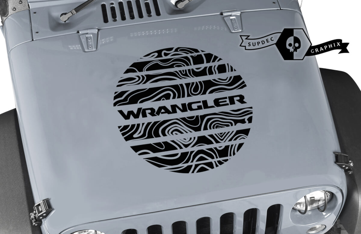 Jeep Wrangler Graphics kit Vinyl Wrap Sticker Decal Blackout Contour Map Hood Сircle Strobe style Sticker Decal