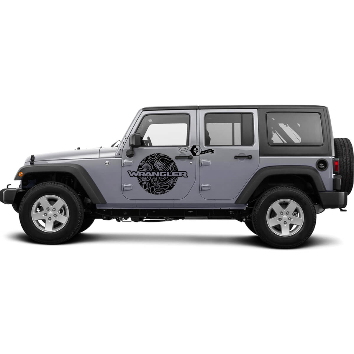 2 Jeep Wrangler Graphics kit Vinyl Wrap Sticker Decal Contour Map Door Сircle Sticker Decal