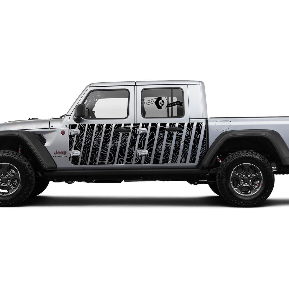 Jeep Gladiator Side Side Door Splash unique Wrap Decal Contour Map Vinyl decal sticker Graphics kit for JT 2018-2021