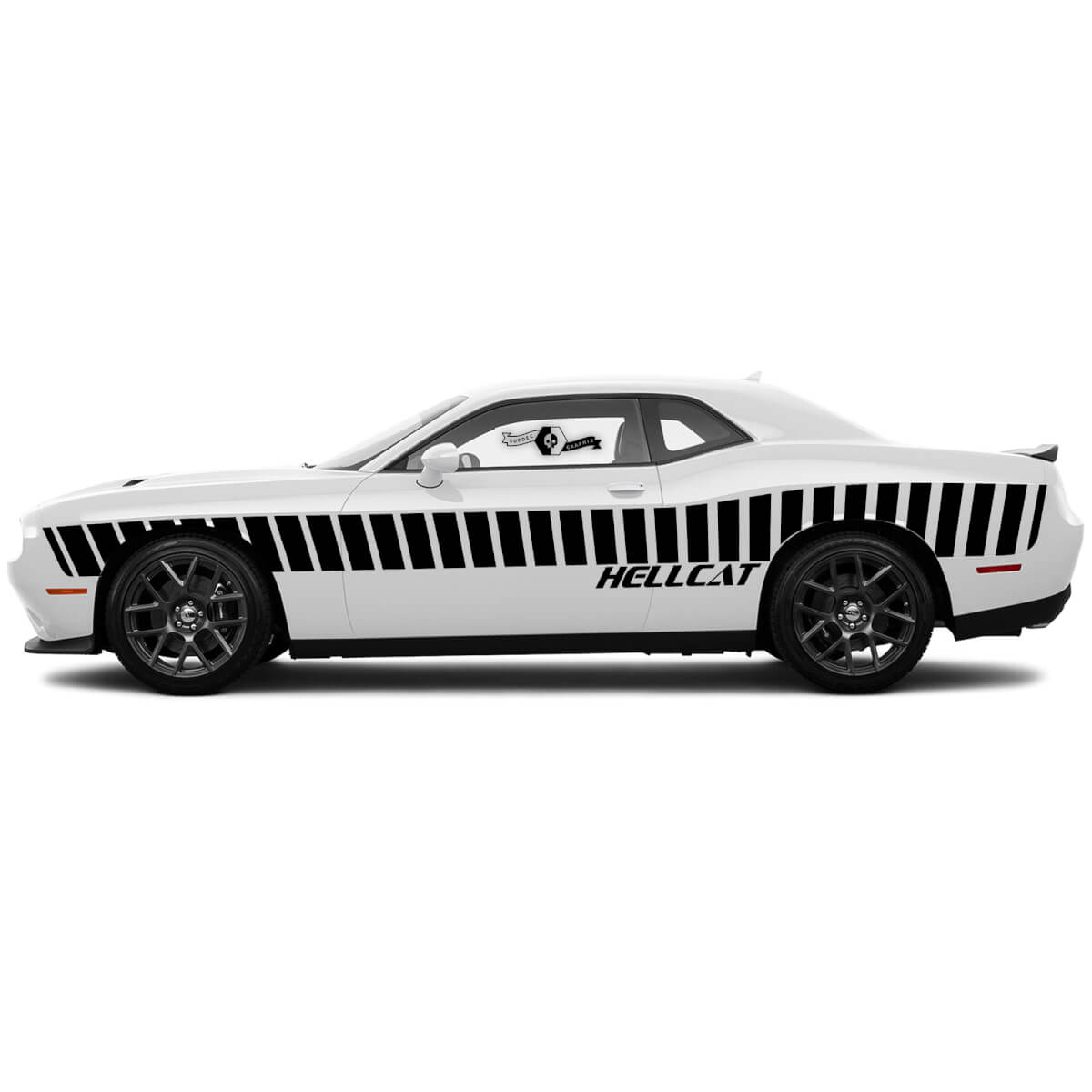 Pair Sloped Side Door Racing Stripes decals for Dodge Challenger Hellcat Vinyl Decals Stickers