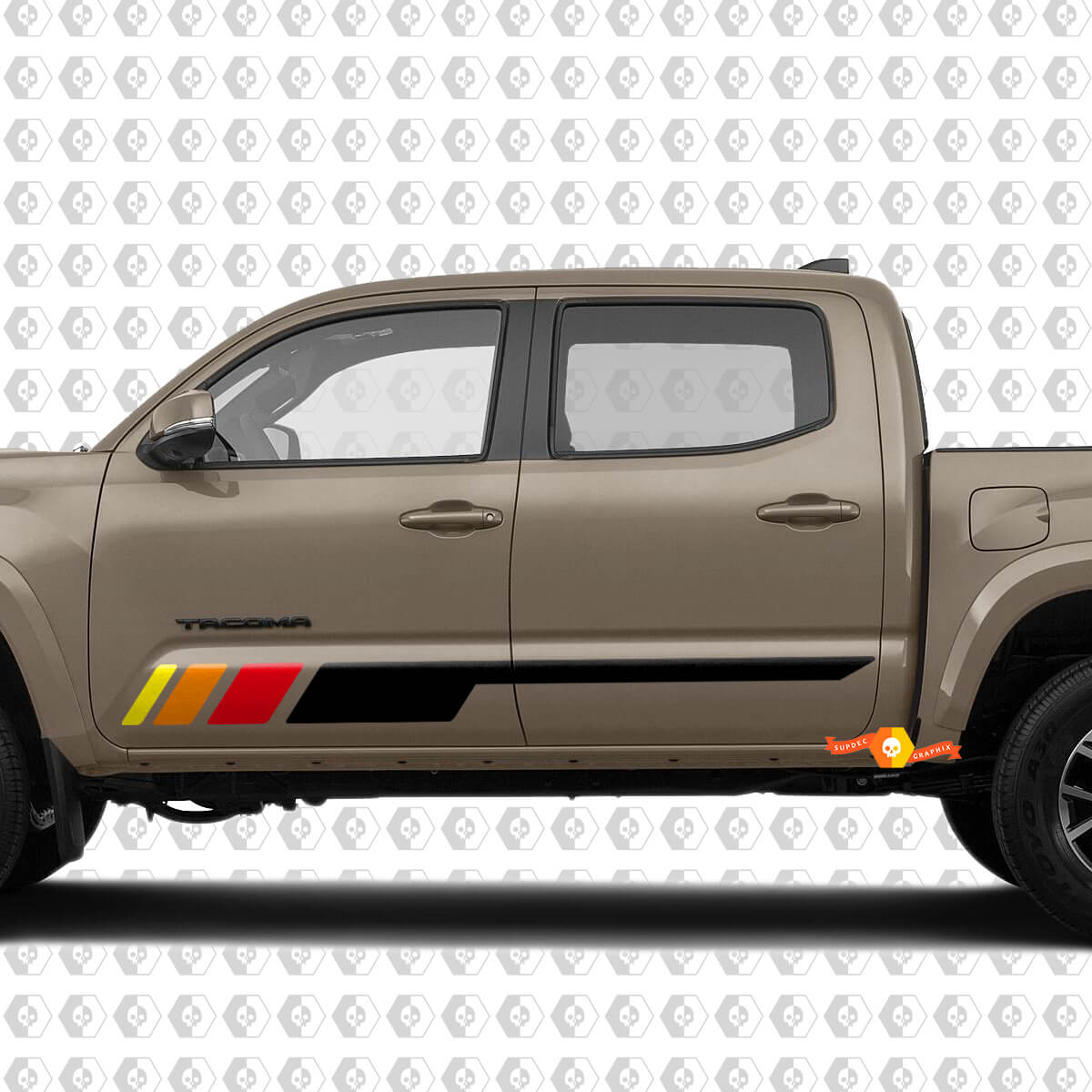 Pair Vintage Stripes for Tacoma Tundra Side Rocker Panel Vinyl Stickers Decal fit to Toyota Tacoma TRD Off Road Pro Sport