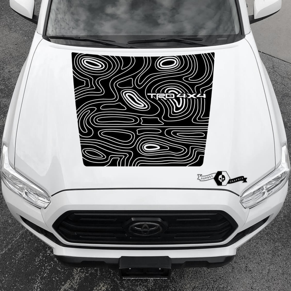 TRD Tacoma Hood NO! Scoop Blackout Topographic Map hood Toyota Vinyl Stickers Decal fit to Tacoma 16-21