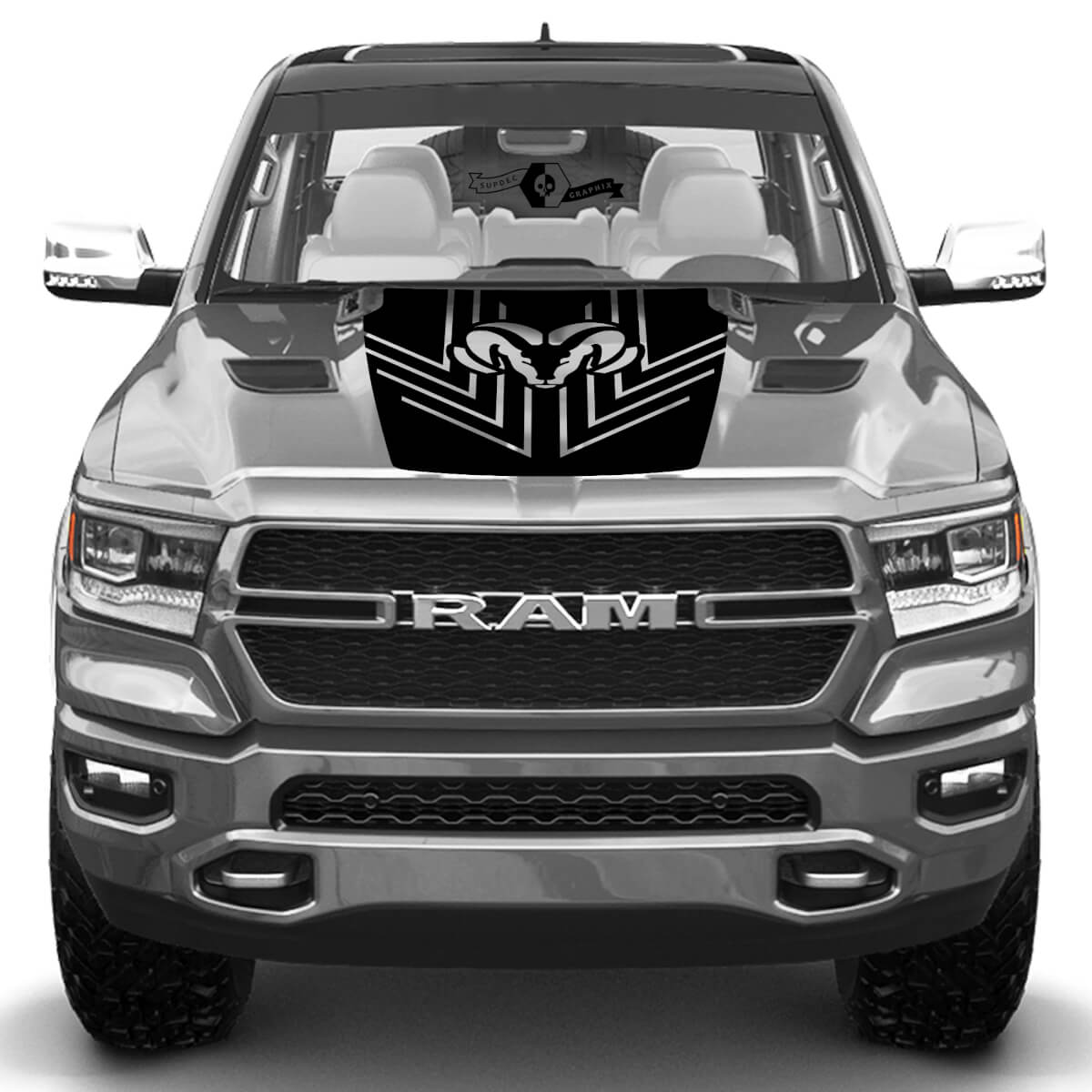 New Hood Dodge Ram Head Rebel Arrow Line Truck Vinyl Sticker Decal Graphic