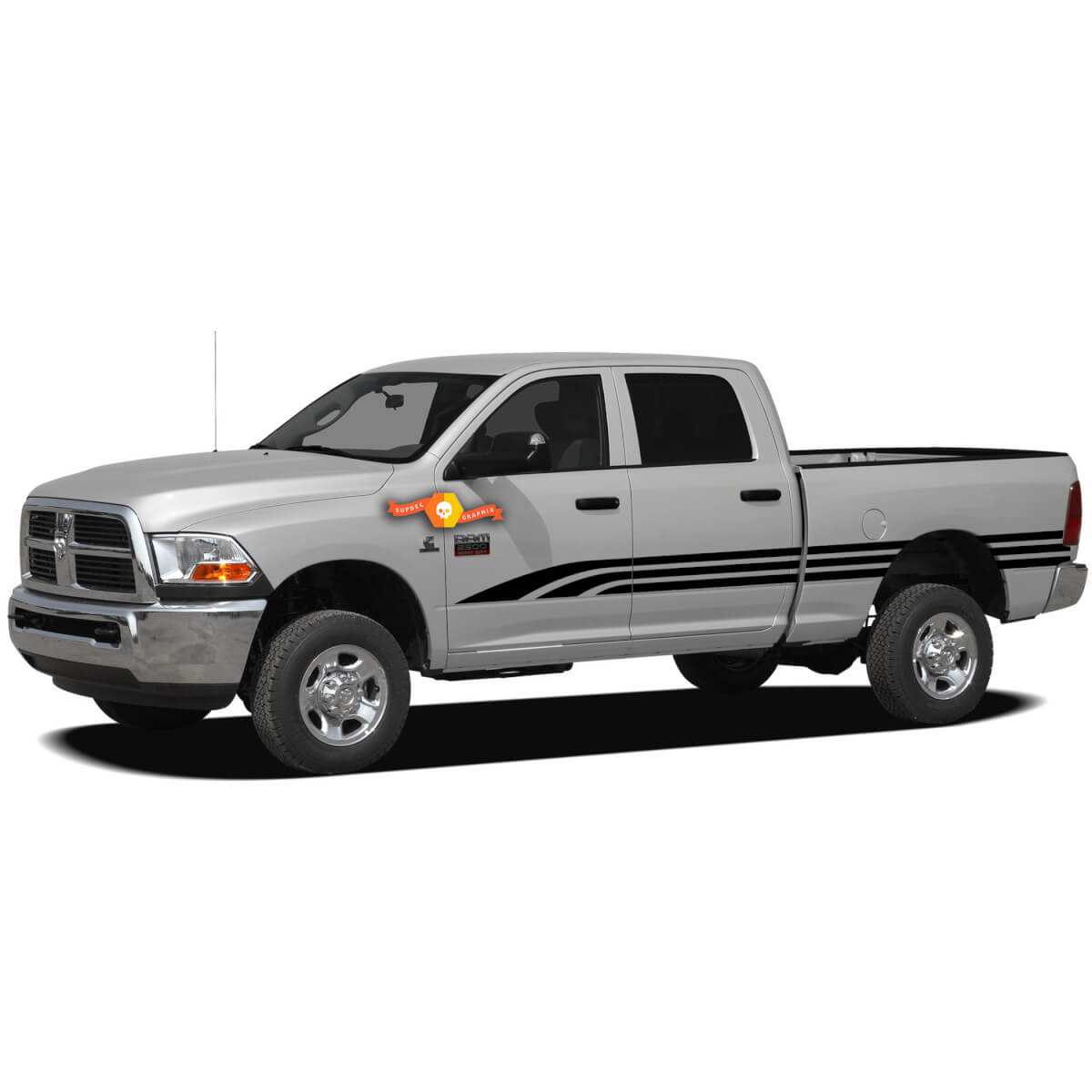 Decal for Dodge Ram Crew Cab 2500 Tribble Stripe Vinyl Graphics Design Sticker