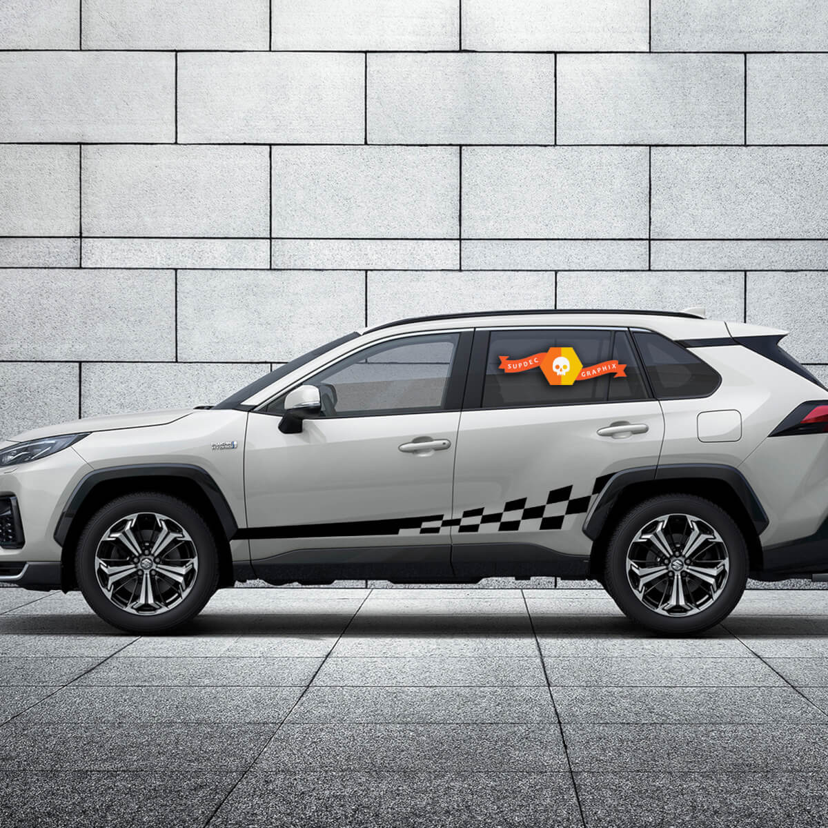 Racing Stripes For RAV4 Wild lander Checkered Flag TOYOTA Sport Trim Decal Vinyl Sticker
