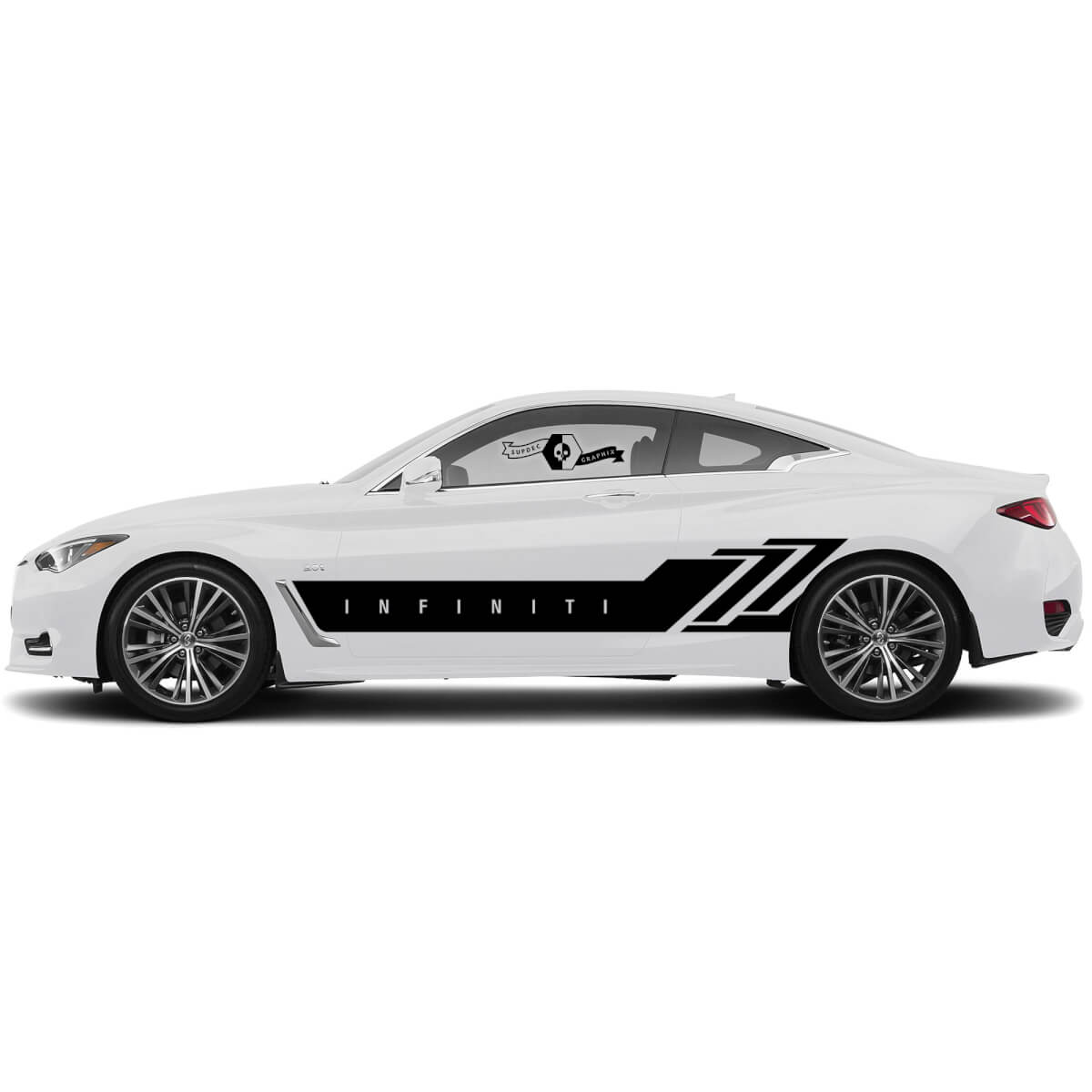 Pair New Decal Sticker Side top part large wide gills door Stripe for INFINITI Q50 Q60