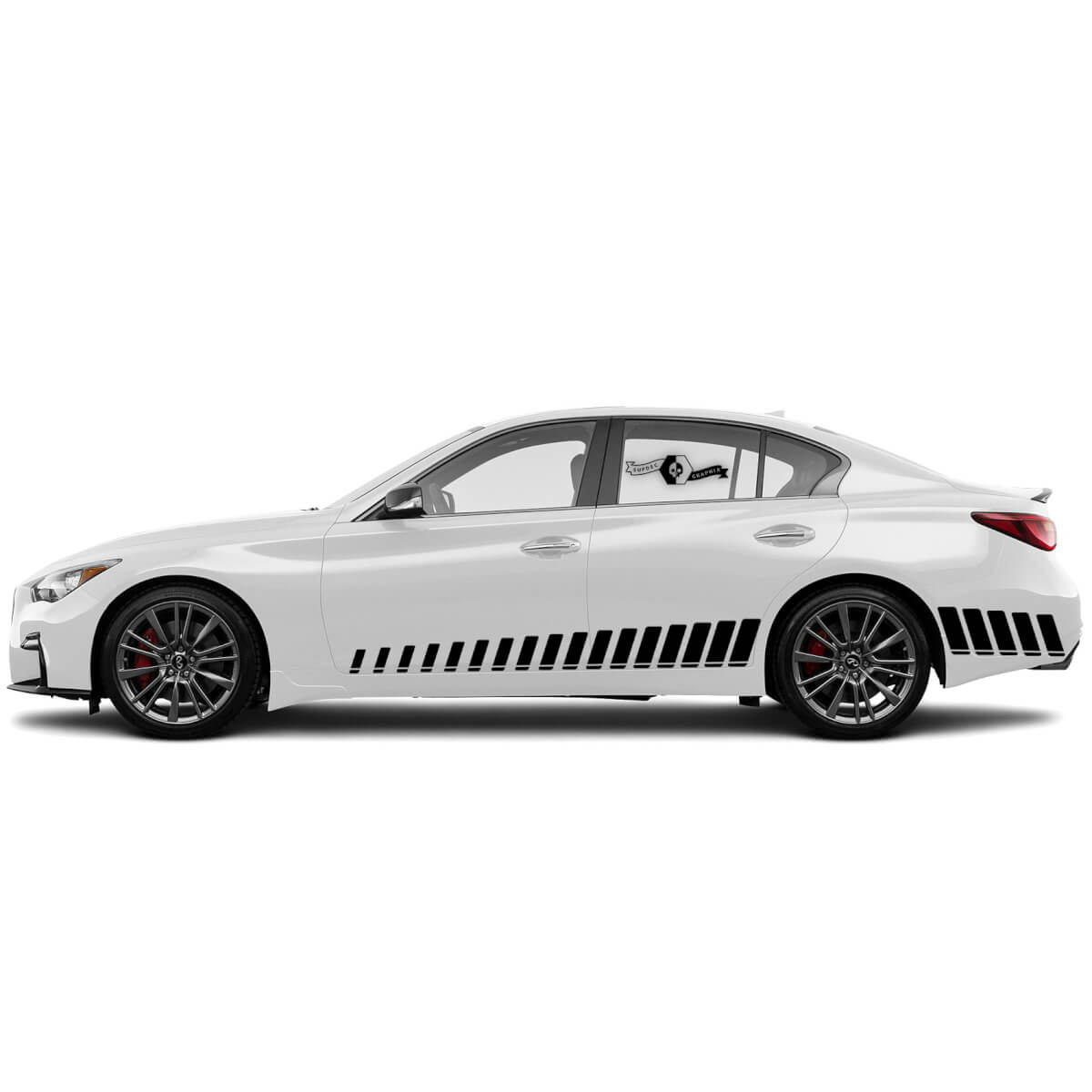 2 New Decal Rocker Panel Sticker vertical strobe Lines Modern Slim Stripe for INFINITI Q50 Q60