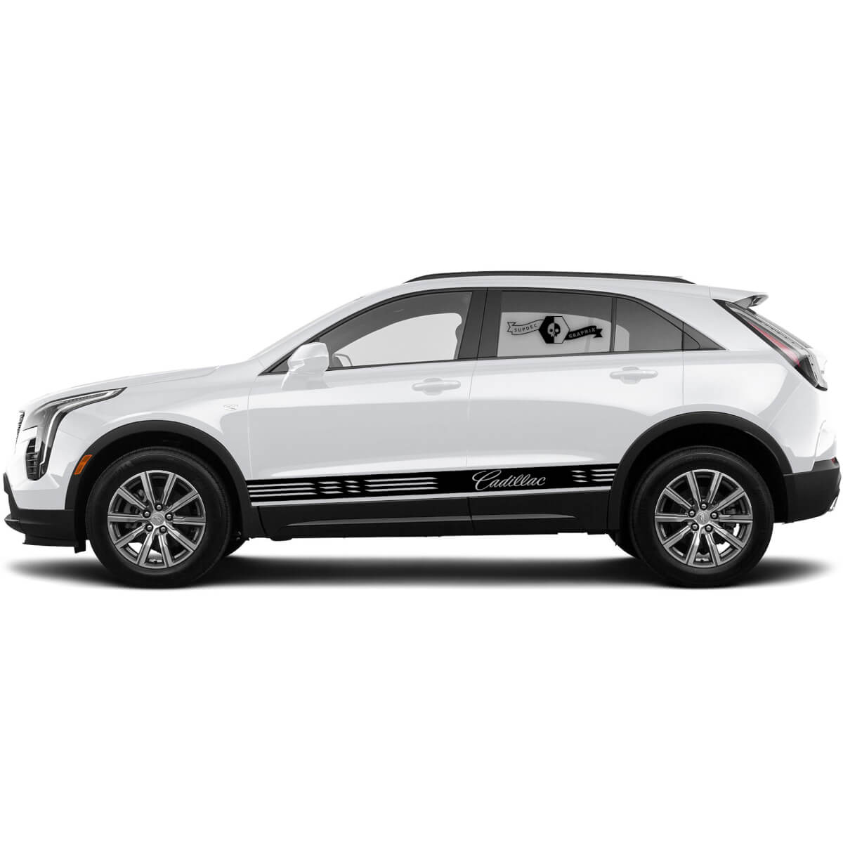 2 New Decal Rocker Panel Sticker Horizontal Lines Vinyl Stripe for Cadillac XT4