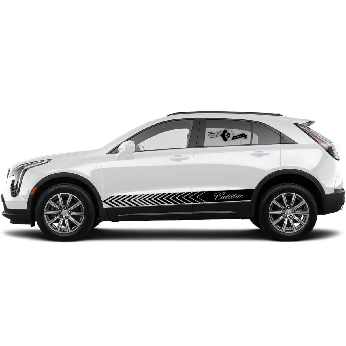 2 New Decal Logo Rocker Panel Sticker Lines Stripe for Cadillac XT4