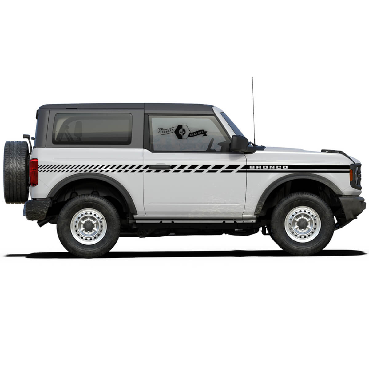 Pair New Modern Decal Vinyl Side Door Sticker Stripe for Ford Bronco 2-door
