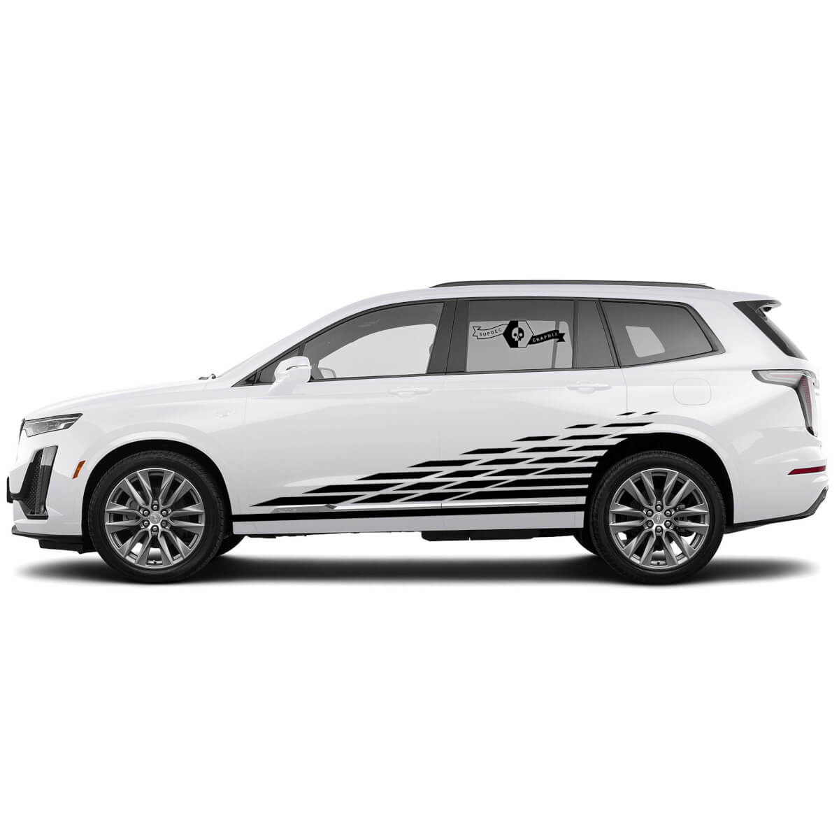 2 New Decal Sticker Stylish Rocker Panel Doors Checkered Flag Wrap vinyl Decal for Cadillac XT6