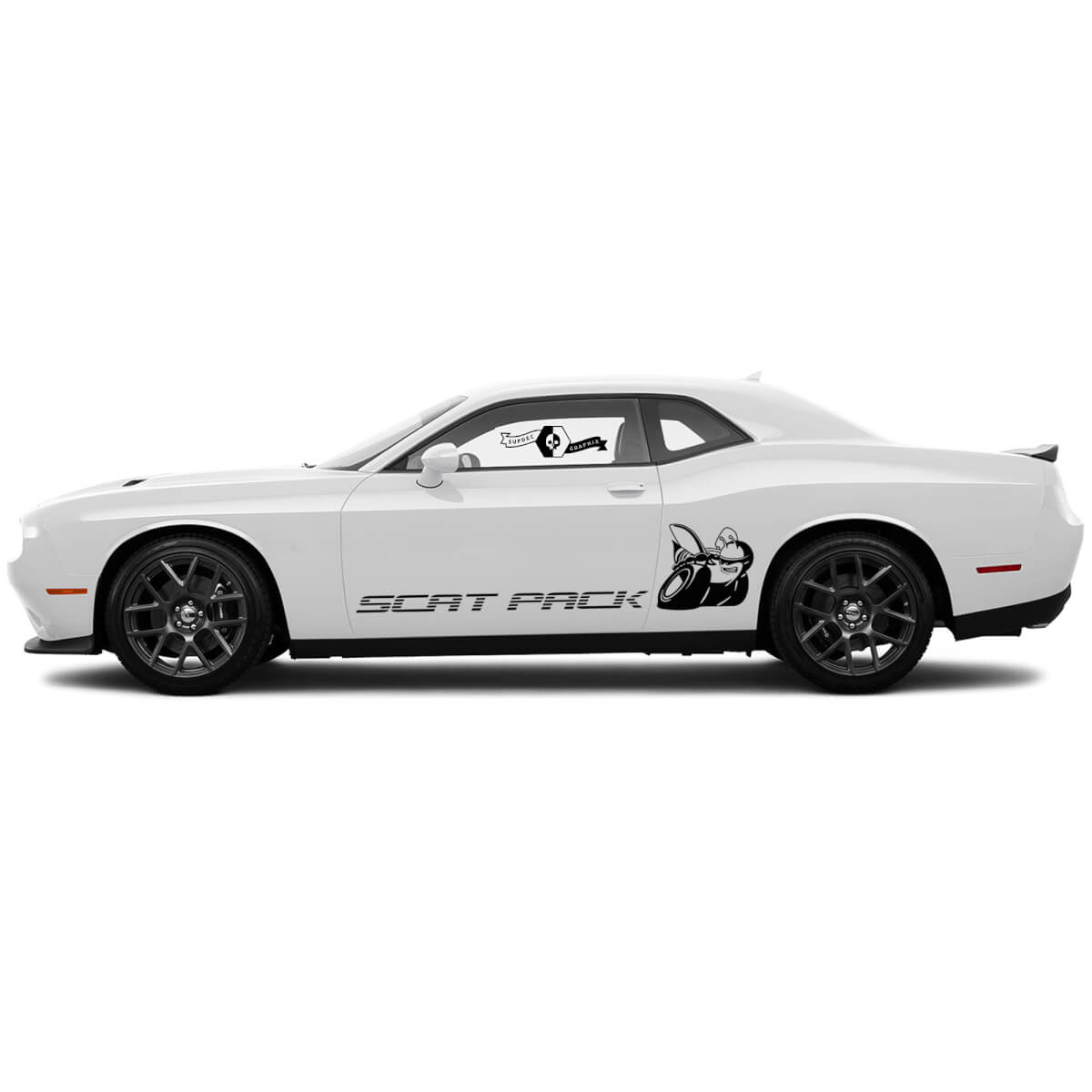 2 Side Dodge Challenger Scat Pack in Line Сlassic Side Vinyl Decals Graphics Sticker