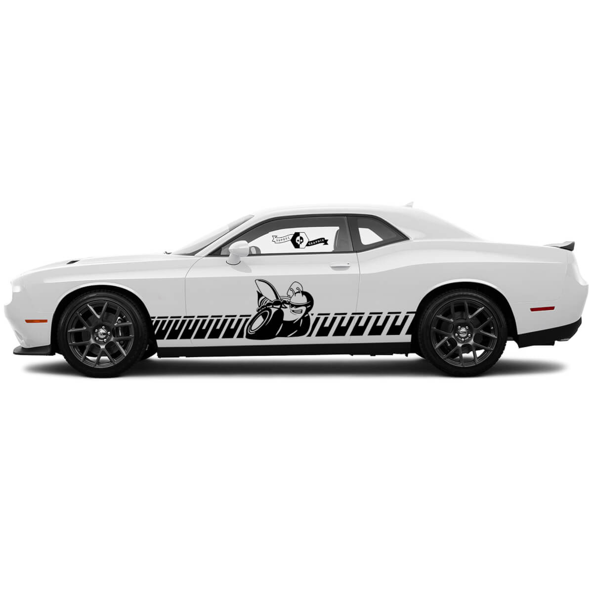 2 Side Dodge Challenger Scat Pack Doors Rocker Panel Side Snaking Vinyl Decals Graphics Sticker
