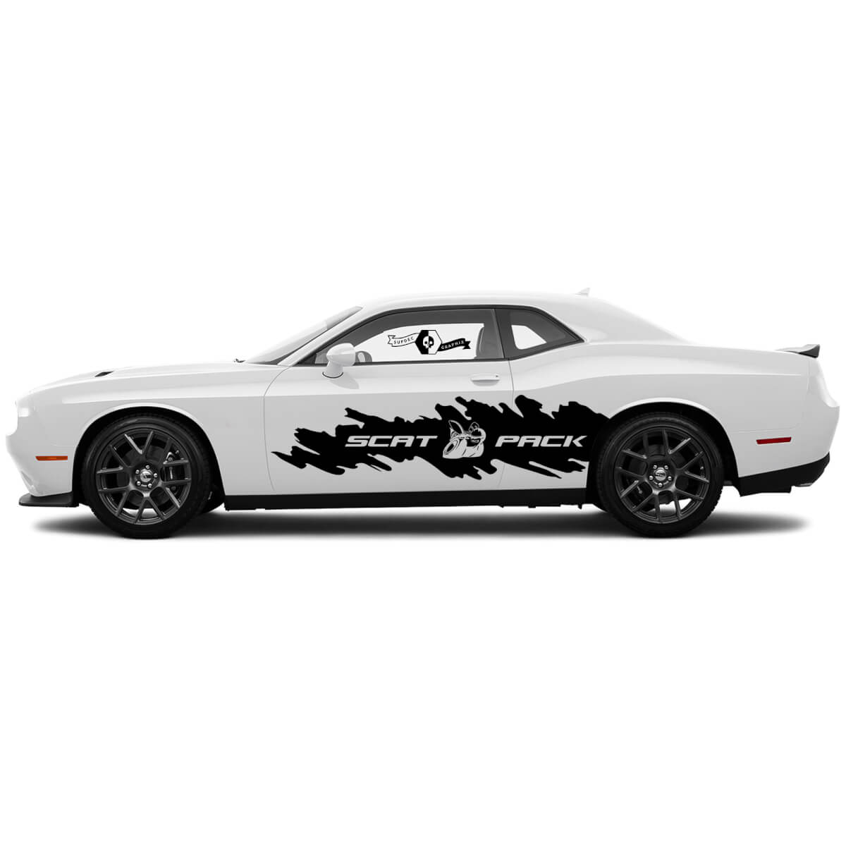 2 Side Dodge Challenger Scat Pack Destroyed Big Splash Wrap Side Vinyl Decals Graphics Sticker