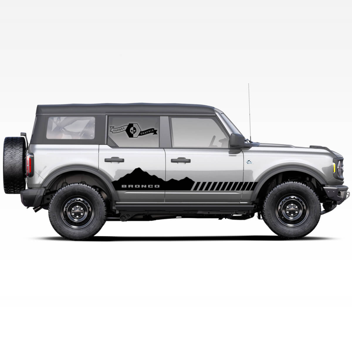 Pair of Bronco Mountains Badlands 4-door Side Stripe Decals Stickers for Ford Bronco 2021
