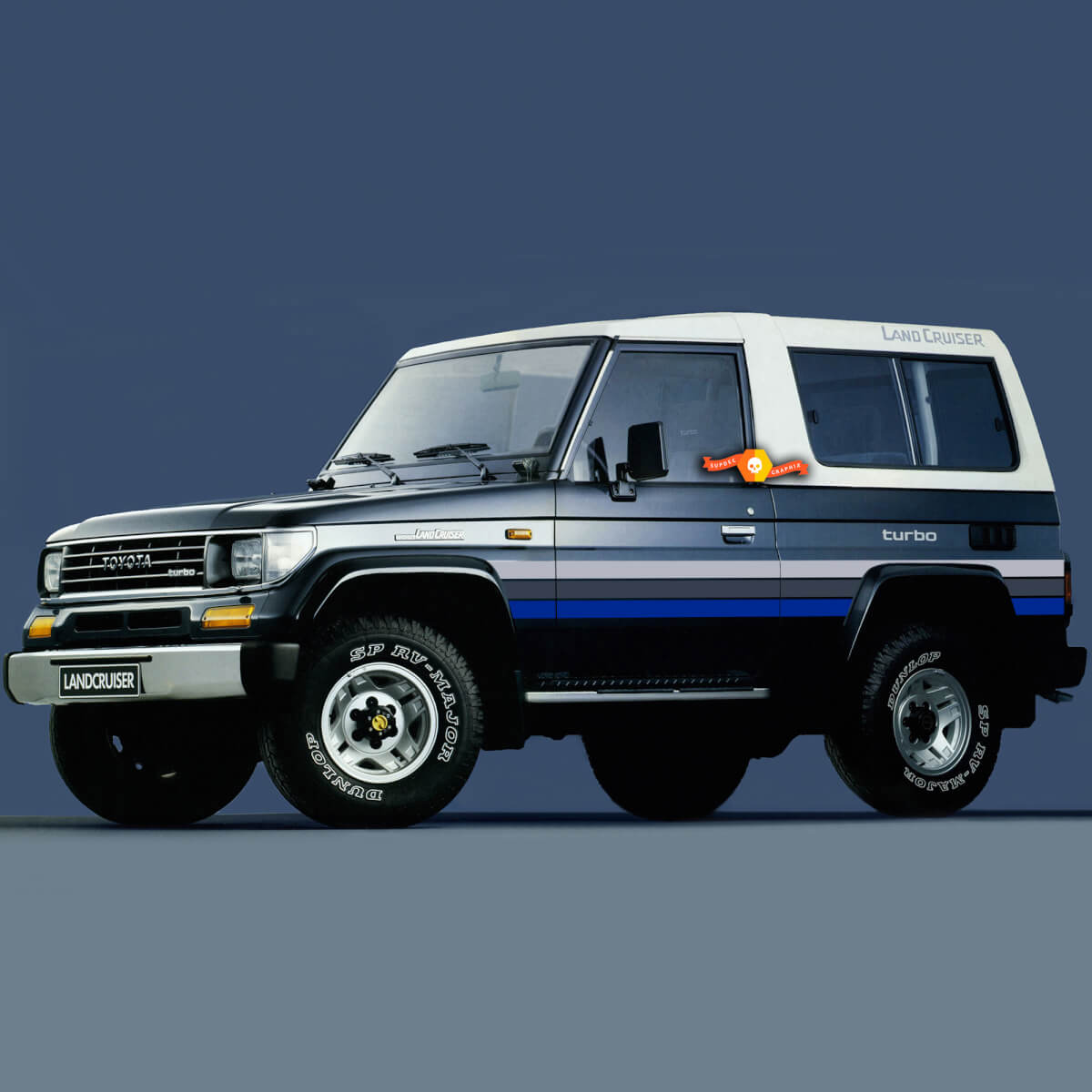 1994 Toyota Land Cruiser LJ73 Side Retro Vintage Rocker Panel Stripes Sticker Decal Graphics