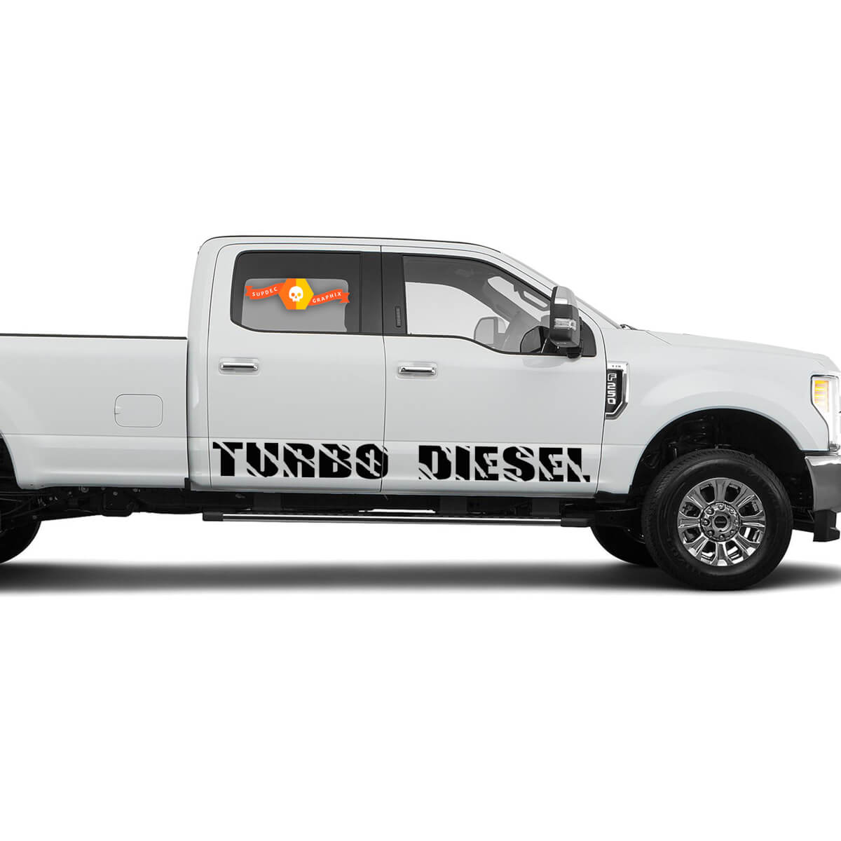 2 TURBO DIESEL ROCKER PANEL VINYL Stickers Decals fit to Ford F-250 Super Duty
