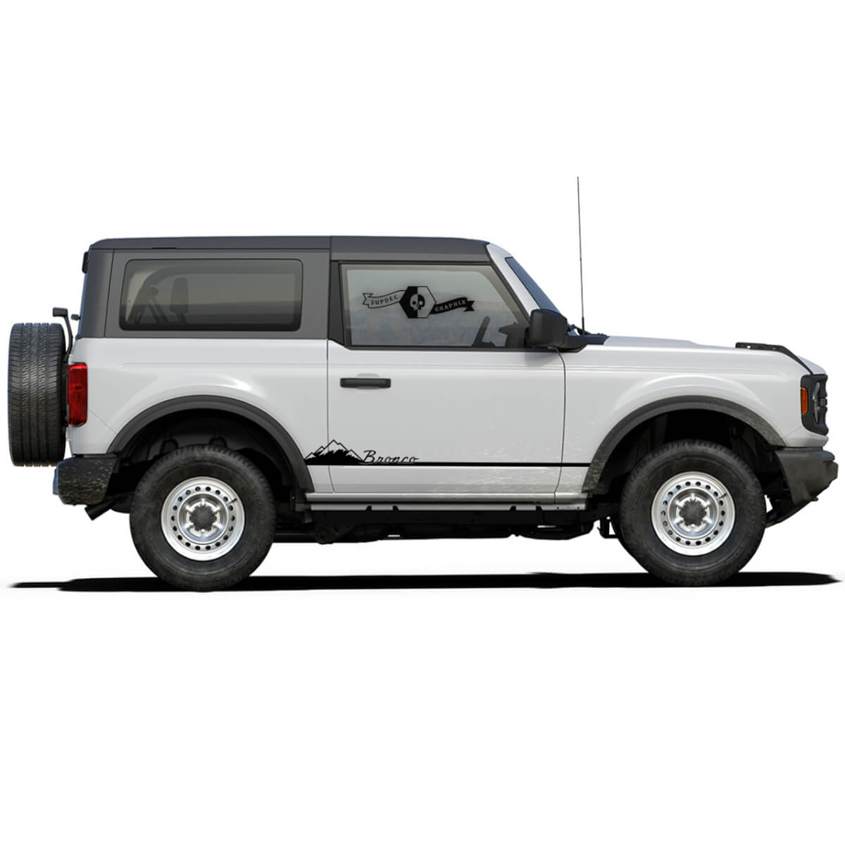 2 Bronco Side Stripe Snow-Capped Mountains Doors Decals Stickers for Ford Bronco 2021