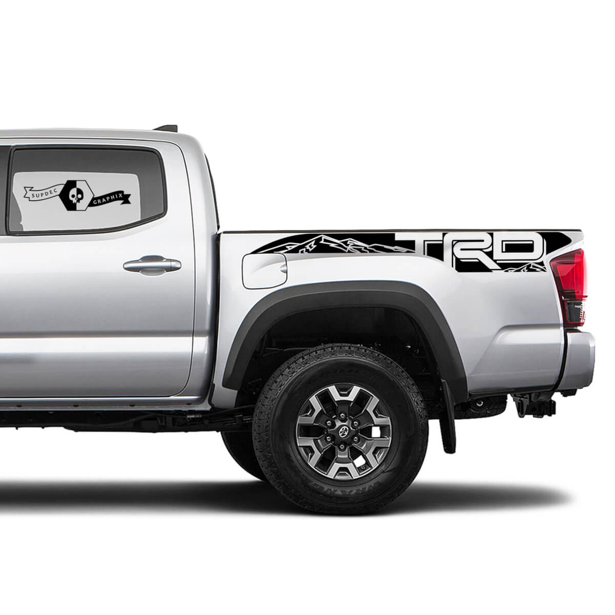 2X Tacoma Toyota TRD Off Road Truck Bed Mountains side Decals Vinyl Stickers Сurved Mountain Range
