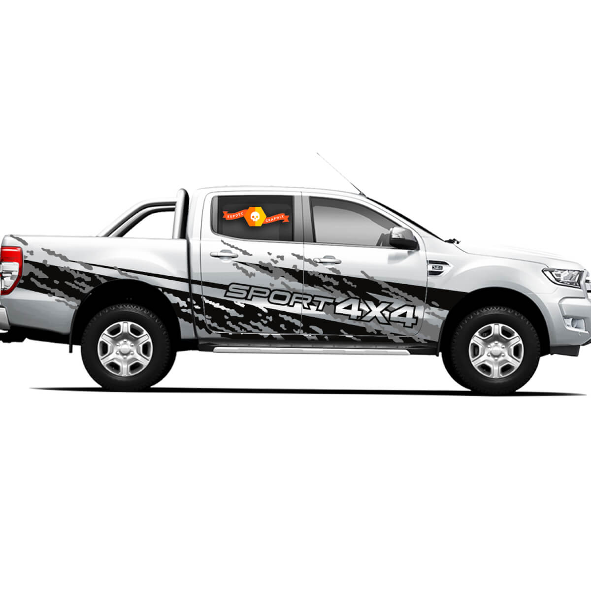 Pair Decals Vinyl Stickers 4X4 Tacoma Toyota TRD Off Road Truck side Doors Ash Coast