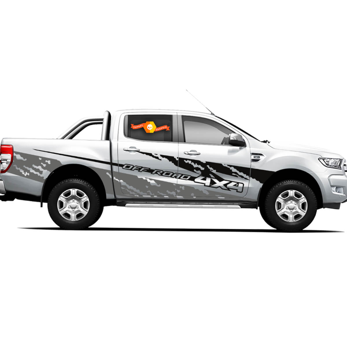  Pair Vinyl Decals Stickers 4X4 Tacoma Toyota TRD Off Road Truck side Doors Ash Style 2021
