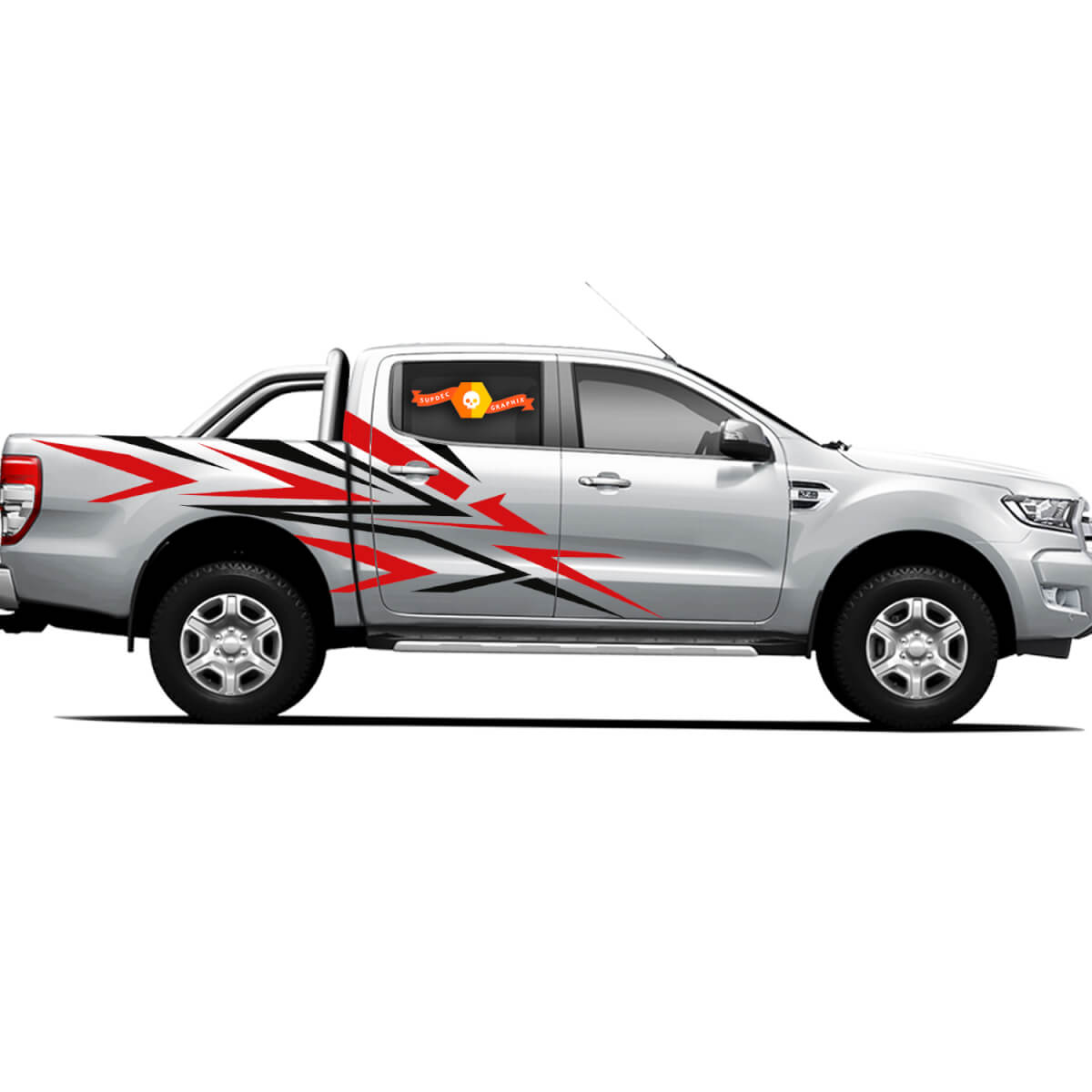 Pair Vinyl Decals Stickers 4X4 Tacoma Toyota TRD Off Road Truck side Doors Shards of Steel