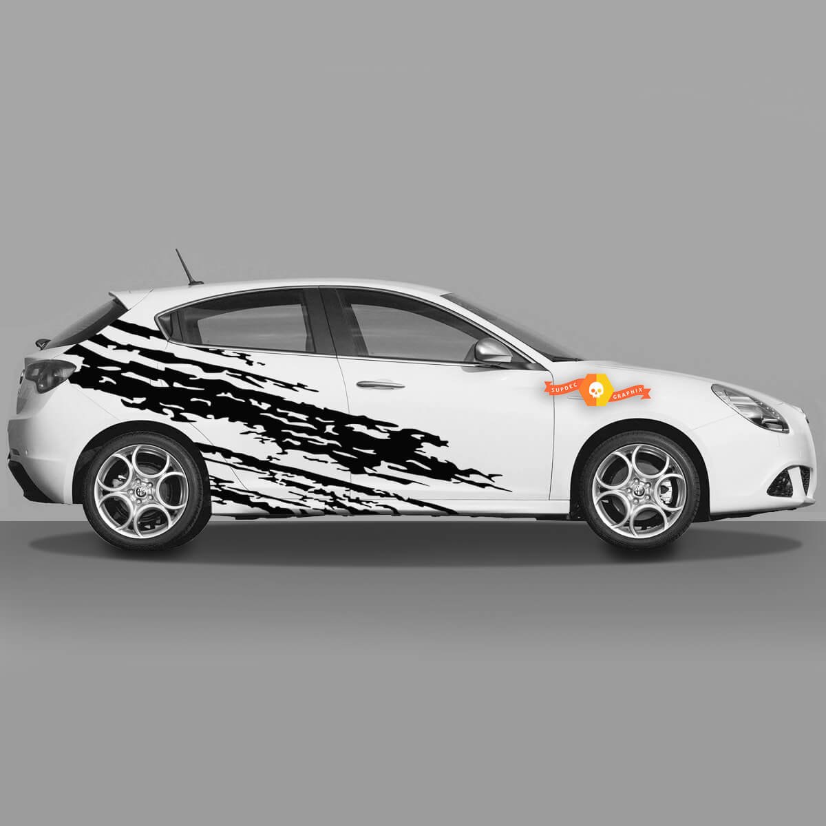 2x Doors Body Decal fits Alfa Romeo Giulietta Stickers Decals Vinyl Graphics Black Cracks 2021
