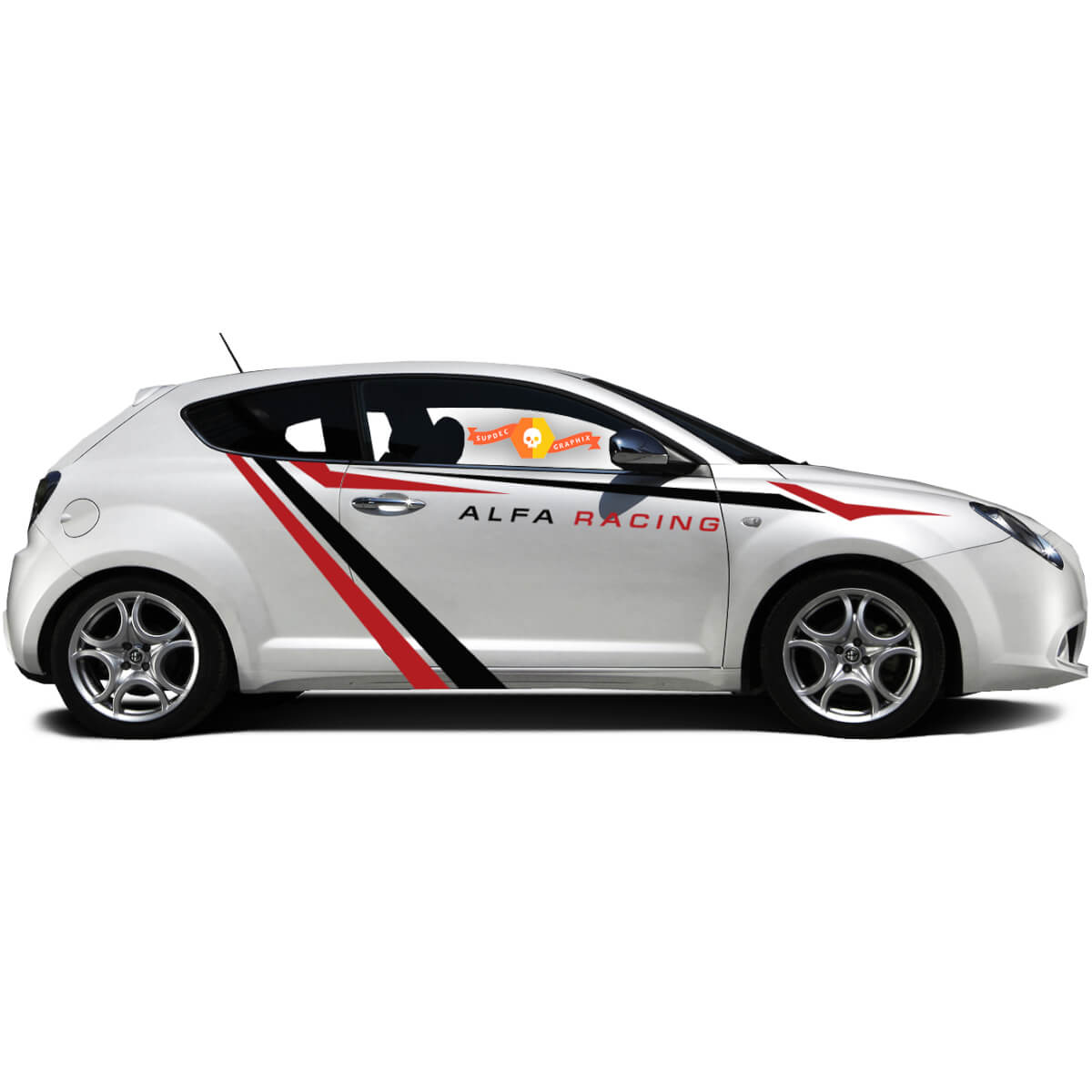 Pair Vinyl Decals side Graphic Stickers Alfa Romeo MITO Alfa Racing 2022