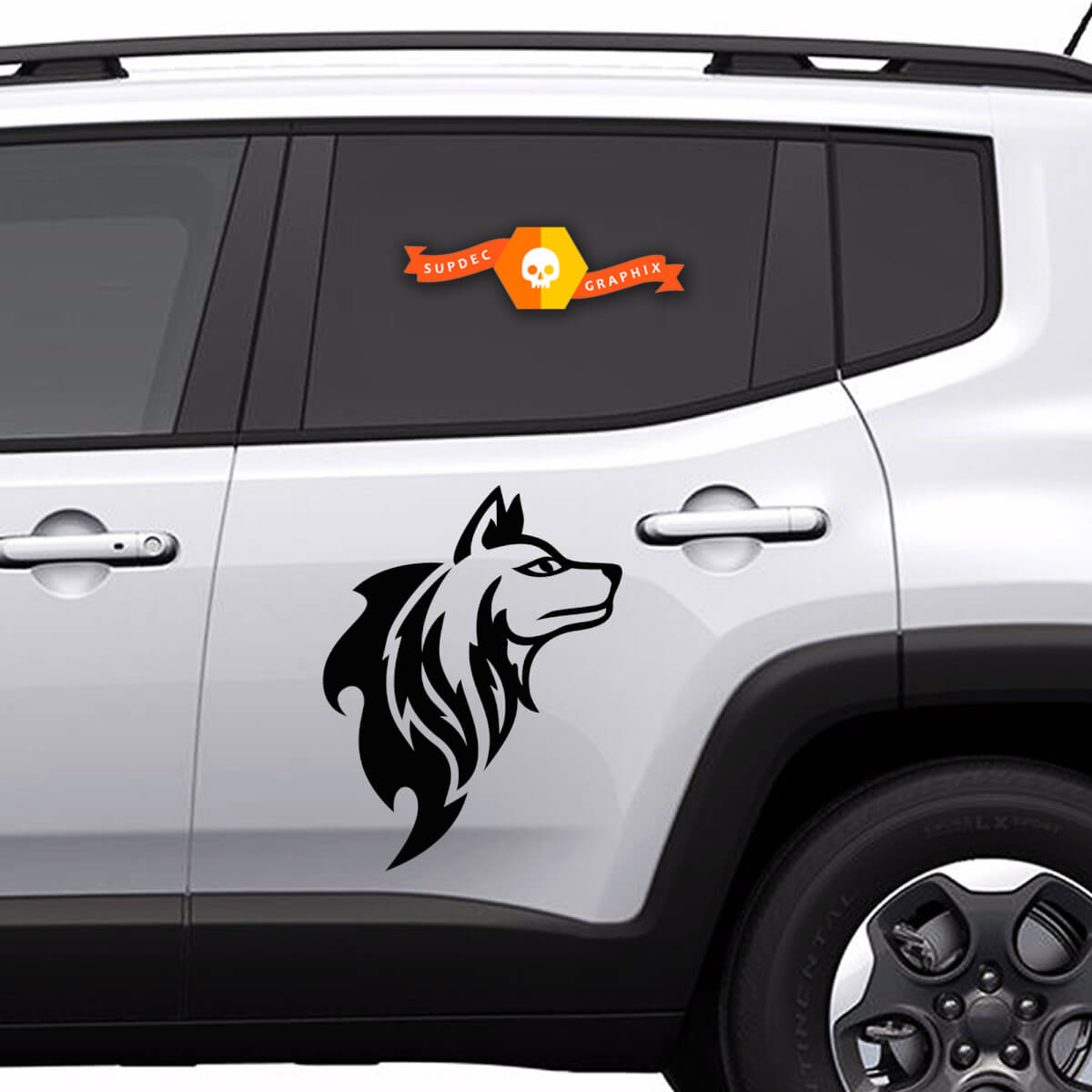 2x Vinyl Decals side Graphic Stickers Jeep Renegade dog silhouette New 2022