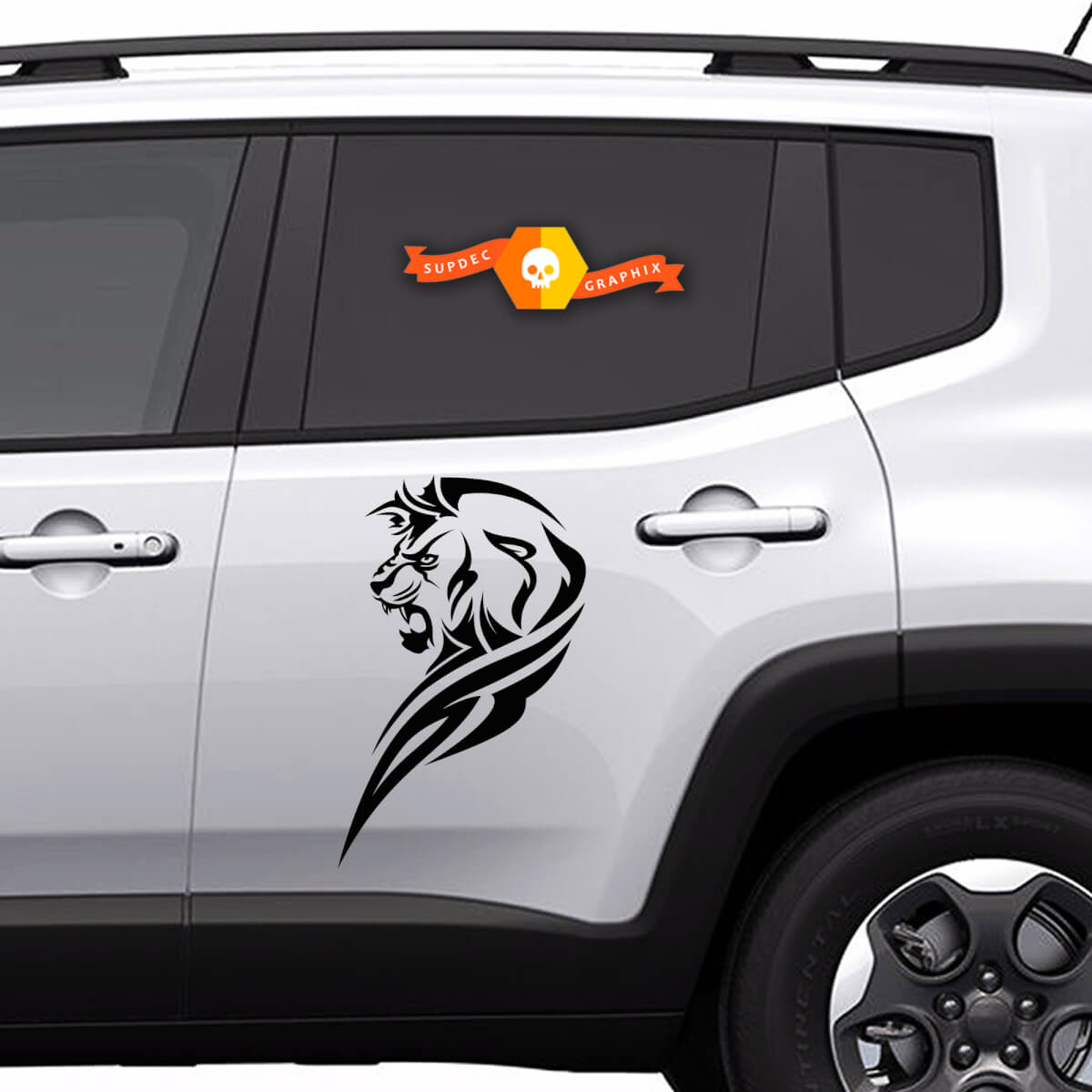 2x Vinyl Decals side Graphic Stickers Jeep Renegade lion drawing New 2022
