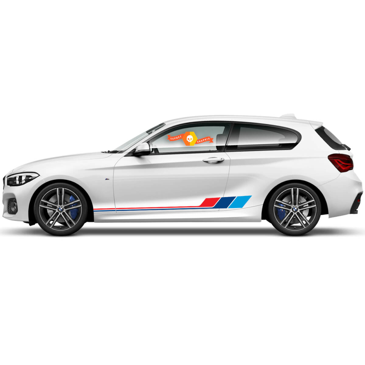 Pair Vinyl Decals Graphic Stickers side rocker panel for BMW 1 Series 2015 colorful stripes
