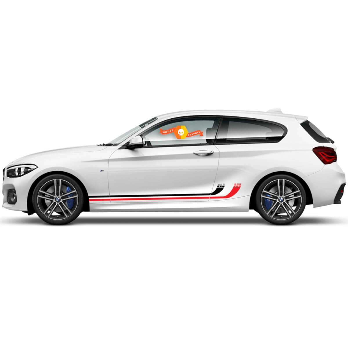 2 x Vinyl Decals Graphic Stickers side bmw 1 series 2015 door curved stripes new