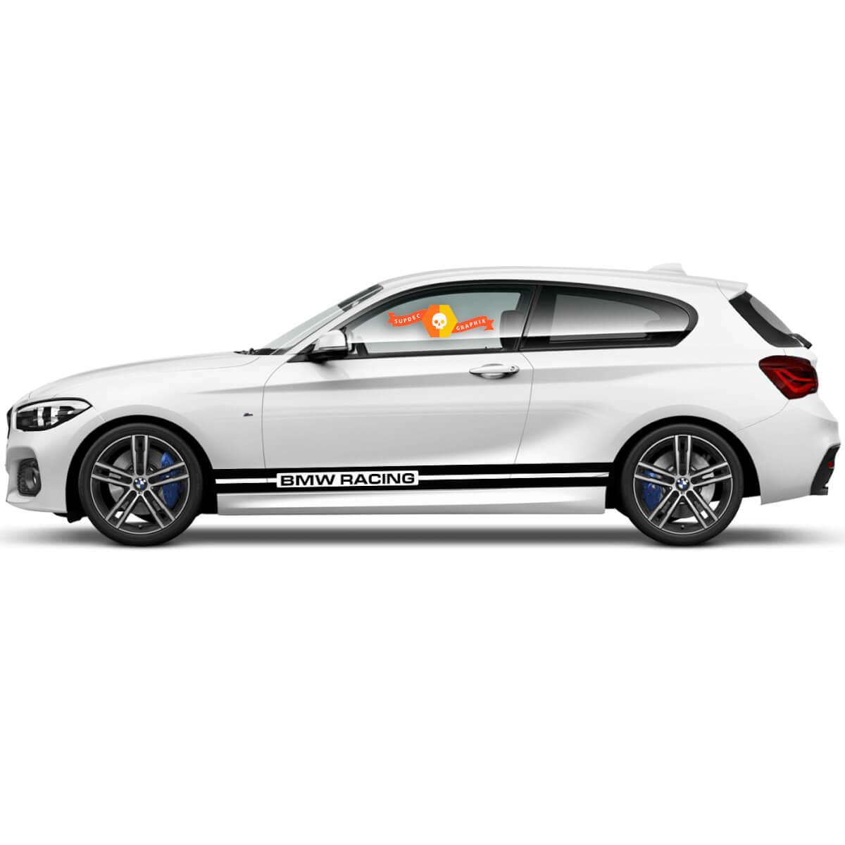 2 x Vinyl Decals Graphic Stickers side bmw 1 series 2015 checkered flag rocker panel racing track new