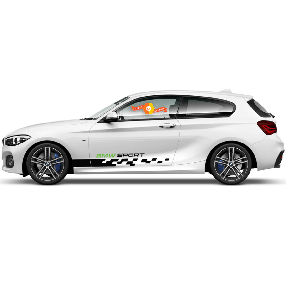 2 x Vinyl Decals Graphic Stickers side bmw 1 series 2015 checkered flag rocker panel sport collapse 2022