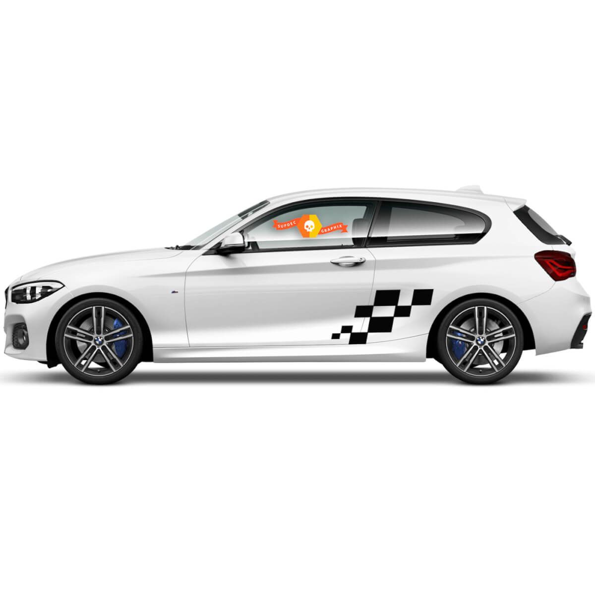 2 x Vinyl Decals Graphic Stickers side bmw 1 series 2015 checkered flag drawing diamonds