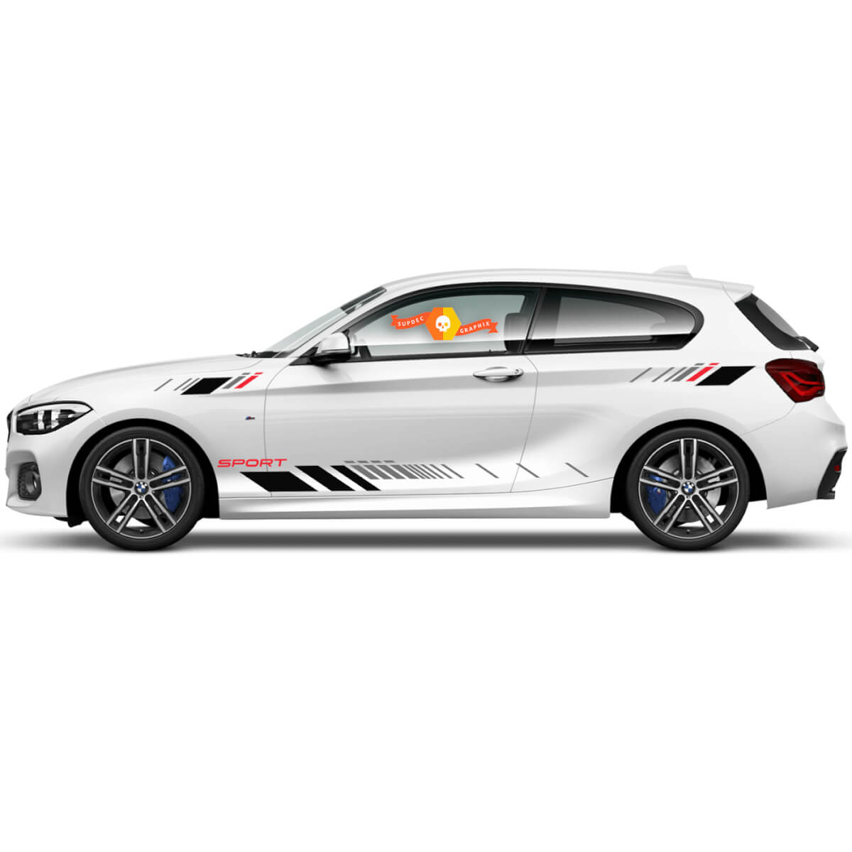 Pair Vinyl Decals Graphic Stickers side bmw 1 series 2015 rocker panel checkered flag  sport style 2022
