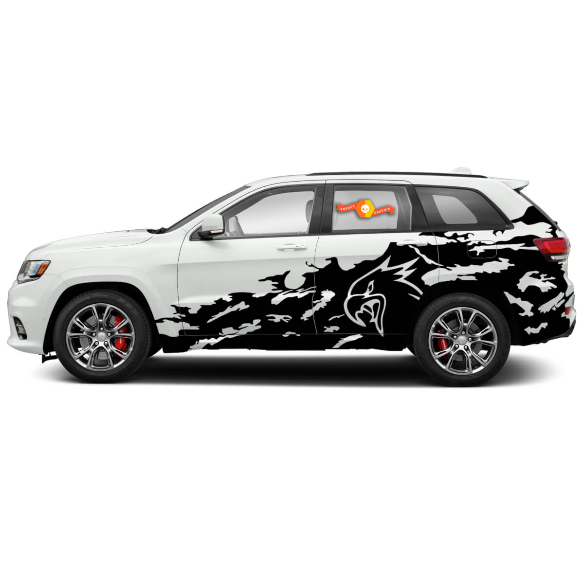 Jeep Grand Cherokee Trackhawk  Logo Splash Grunge Stripes Kit Vinyl Sticker Decal Graphic