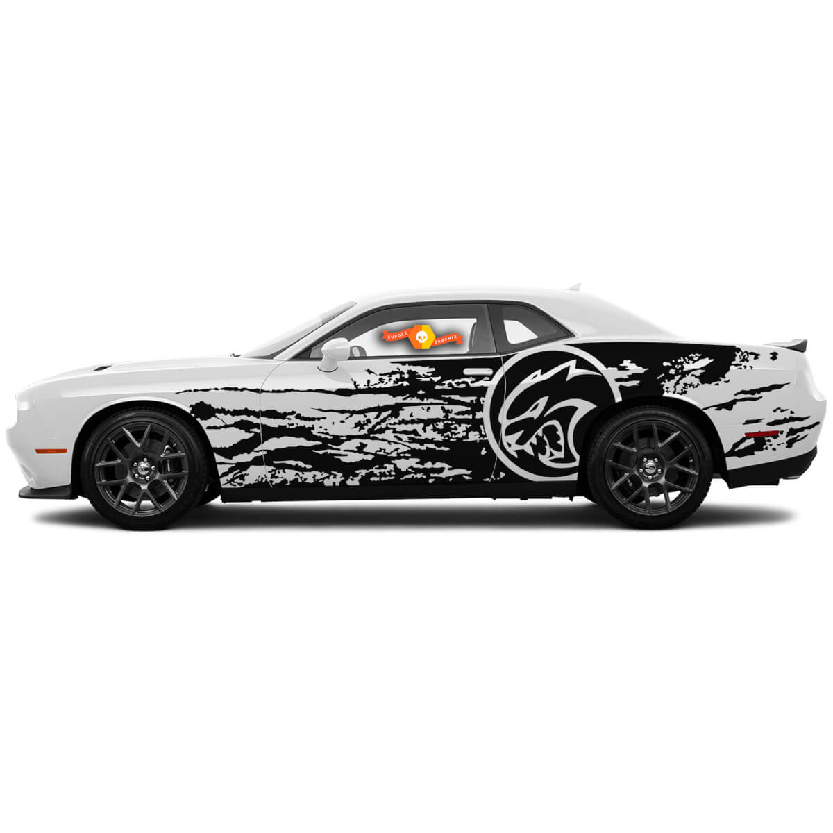 Dodge Challenger Or Charger SRT Hellcat Splash Grunge Side Widebody Kit  New Hell Cat Vinyl Sticker Decal Graphic 