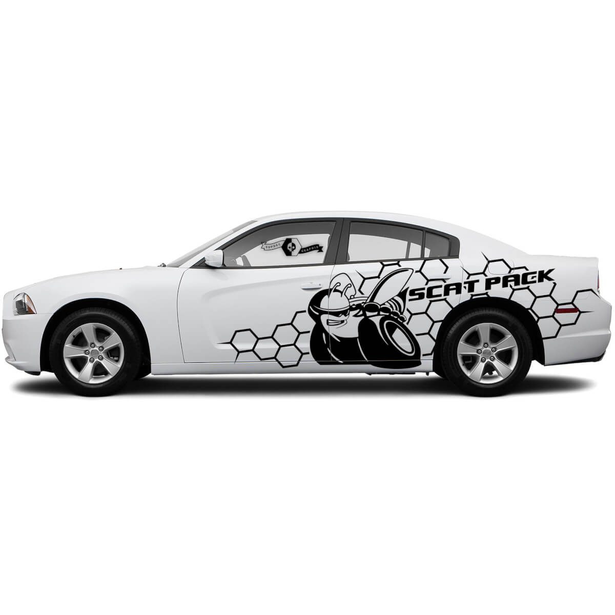 Pair SRT Scat Pack Honeycomb Door Side Grunge Stickers Decals Vinyl Graphics for Dodge Сharger or Challenger