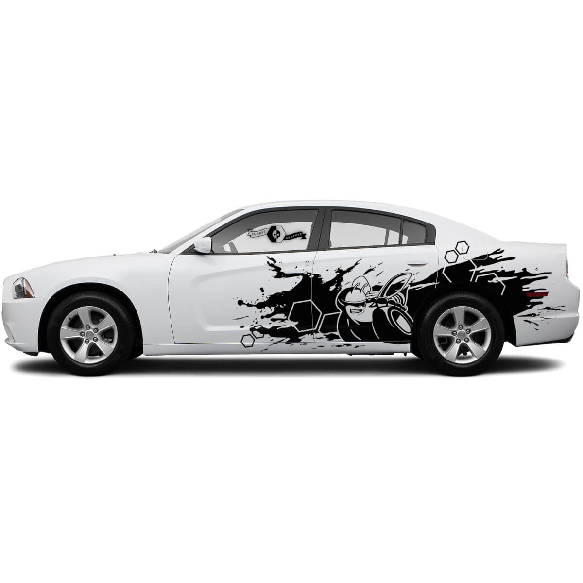 Pair Dodge Сharger or Challenger SRT Scat Pack Hexagon Honeycomb  Side Door Side Grunge Stickers Decals Vinyl Graphics Conversely
