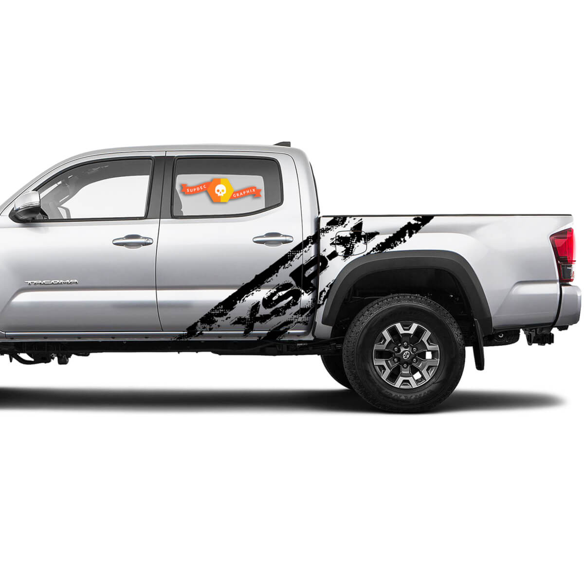 2 Side Toyota XSP-X Trd Tacoma Door Side Grunge Destroyed Graphics Stickers Decals  Bedside Vinyl